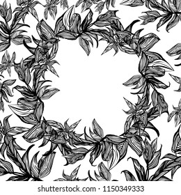 Cute Doodle circle floral frames, beautiful tropical vector illustration. Wreath design elements for wedding invitations, posters, web, postcards