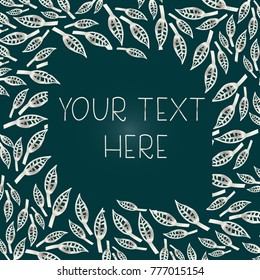 Cute Doodle circle leaves frames, beautiful tropical vector illustration. Wreath design elements for invitations, posters, web, postcards, package