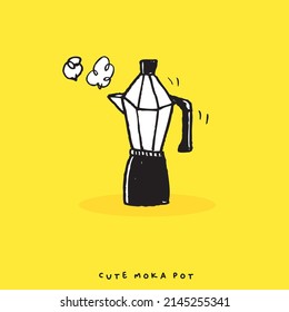 Cute doodle Classic Coffee Maker Moka Pot Hand drawing