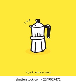 Cute doodle Classic Coffee Maker Moka Pot Hand drawing