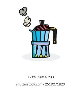 Cute doodle Classic Coffee Maker Moka Pot Hand drawing