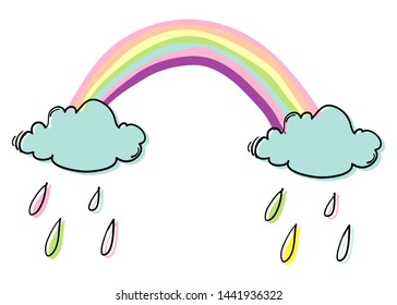 cute doodle cloud rainbow illustration 