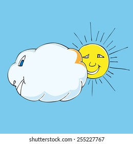 Cute Doodle Cloud Sun Vector Illustration Stock Vector (Royalty Free ...