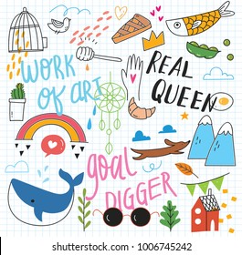 Cute doodle collage background