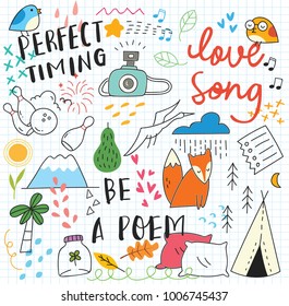 Cute doodle collage background