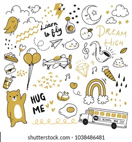 Cute doodle collection, print and pattern doodle element