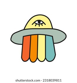 El foráneo de color de doodle lindo con un estilo retro groovy. Símbolo hipster de color.