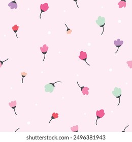 Cute doodle colorful tulip element vector. Seamless floral pattern for fabric design,textile,book,baby,wallpaper,sticker,scarf and other uses.