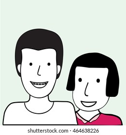 cute and doodle  couple  vector eps.10