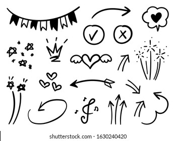 cute doodle design vector, kids and kindergarten, school arts decoration, hand draw love, crown and arrow symbol for design element.