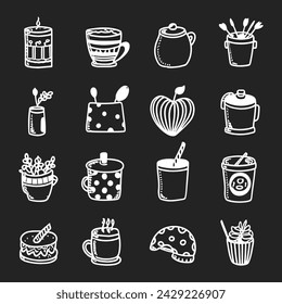 Cute doodle different objects set