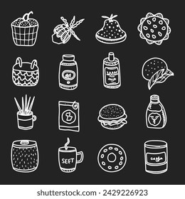 Cute doodle different objects set
