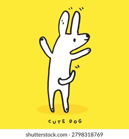 cute doodle dog cartoon vector, cute animal,Dachshund