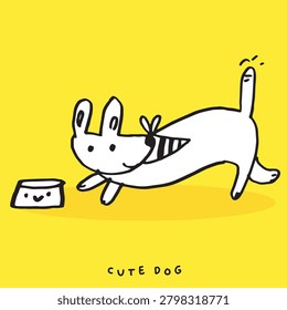 cute doodle dog cartoon vector, cute animal,Dachshund