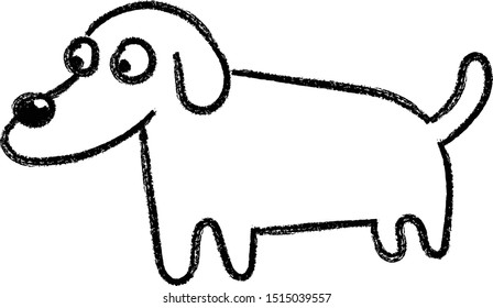 cute doodle dog crayon hand drawn illustration pet line art doggy kids drawing