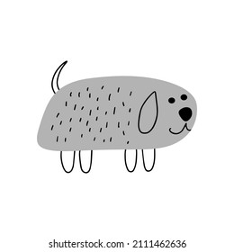 Cute doodle dog. Hand drawn character. Line art. Funny doggy isolated on white background. Vector illustration