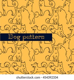 Cute doodle dogs hand-drawn seamless pattern