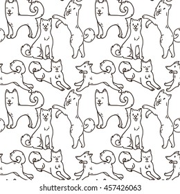 Cute doodle dogs hand-drawn seamless pattern