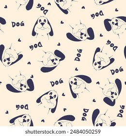 Lindo doodle perros sin patrón de fondo