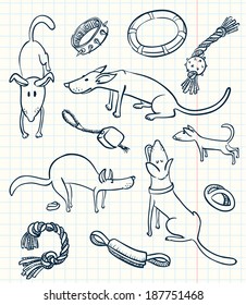 Cute doodle dogs set