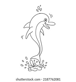 cute doodle dolphin jump vector illustration