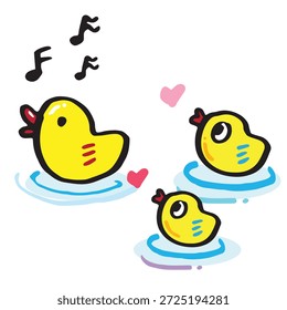 Doodle pato lindo, Dibujado a mano de pato, Dibujo a mano pato, animal lindo