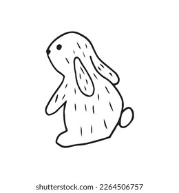 Cute doodle Easter Bunny. Hand drawn vector rabbit illustration for greeting cards, posters and seasonal and wedding design 