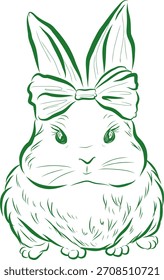Conejo lindo del conejo de Pascua de Doodle con el lazo de la cinta
