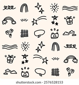 Cute Doodle Elements with doodle style drawing