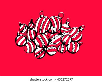 Cute doodle engraved Christmas gifts.Vector doodle, illustration with presents, gifts hand drawn on white background,