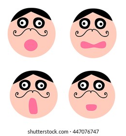 cute and doodle  face with mustache emotions