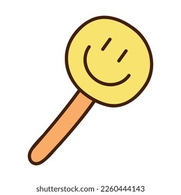 Cute doodle face shape lollipop from the collection of girly stickers. Cartoon vector color illustration.