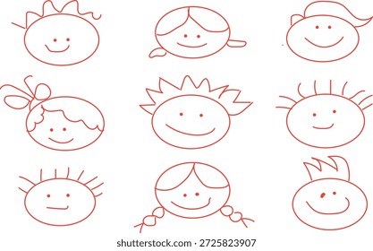 lindo doodle caras dibujo de dibujos animados minimalista,