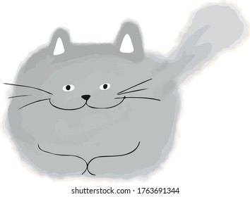 Cute doodle of a fat cat.