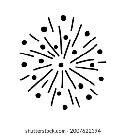 Cute doodle firework icon. Hand drawn vector illustration. Festive elements for greeting cards, posters, stickers decoration decor. Isolated on white background