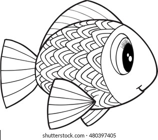 Cute Doodle Fish Vector Illustration Art 
