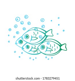 Cute Doodle Fish With Water Bubble Aquatic Animal Design