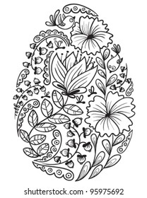Cute Doodle Floral  Easter Egg