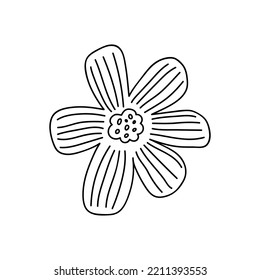 Cute doodle flower isolated on white background. Vector hand-drawn illustration. Perfect for cards, logo, decorations, various designs. Botanical clipart.