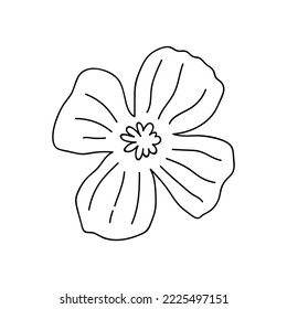 Cute doodle flower isolated on white background. Vector hand-drawn illustration. Perfect for cards, logo, decorations, various designs. Botanical clipart.