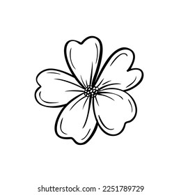 Flor de doodle suave para tu diseño, adorables elementos dibujados a mano a mano. Tema de enfermería, ilustración vectorial.