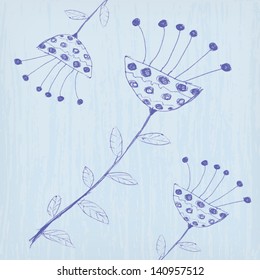 cute doodle flowers background illustration