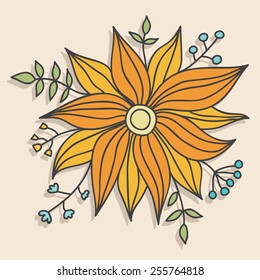 Cute doodle flowers. Ideal for scrap booking, celebration card, invitation.