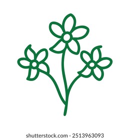 Cute doodle flowers outline in white background