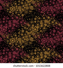Cute Doodle Flowers. Seamless Floral Pattern with Hand Drawn Tiny Blossoms. Ditsy Texture for Female Cloth, Print, Wallpaper, Calico. Seamless Zentangle. Vector
