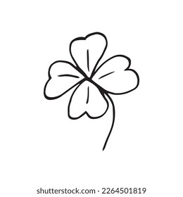 Cute doodle four clover leaf. Hand drawn vector illustration for greeting cards, posters and seasonal and wedding design 