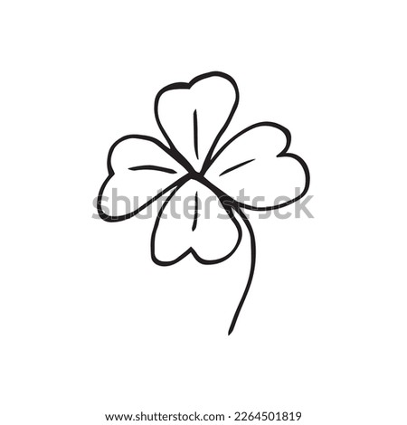 Cute doodle four clover leaf. Hand drawn vector illustration for greeting cards, posters and seasonal and wedding design 
