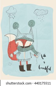 cute doodle fox