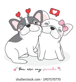 Cute doodle french bulldog illustration