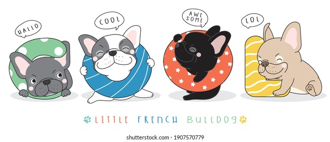 Cute doodle french bulldog illustration